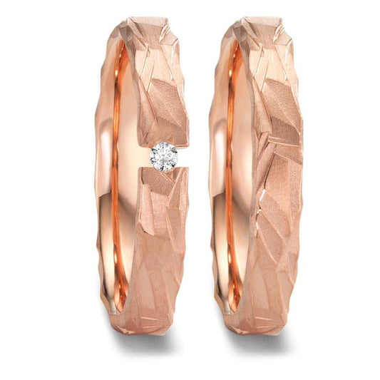 obrączka partnerska złoto czerwone 750/18 K Diament 0.05 ct, w-si