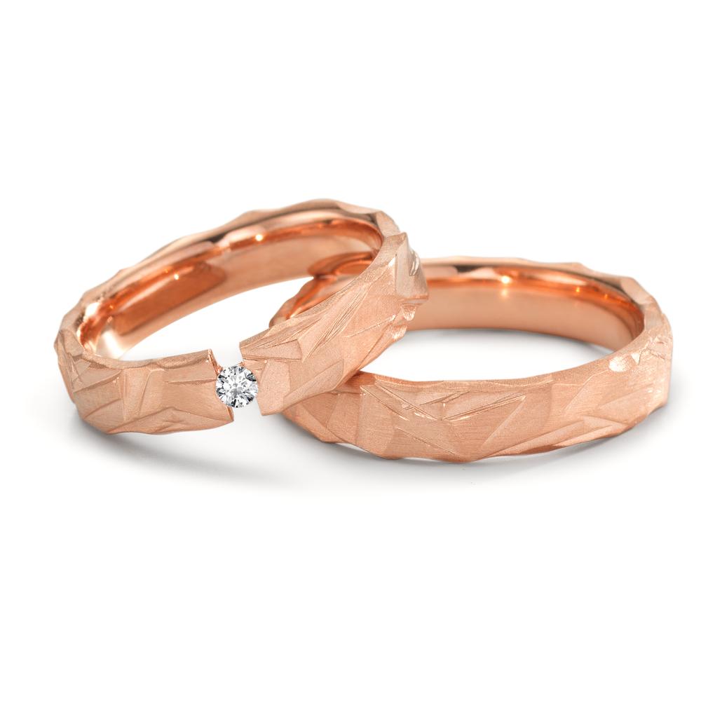 obrączka partnerska złoto czerwone 750/18 K Diament 0.05 ct, w-si