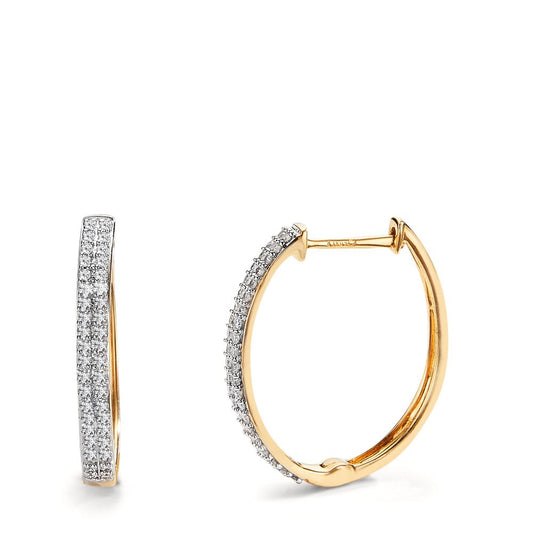 kolczyki koła zatrzaskowe złoto żółte 750/18 K Diament 0.25 ct, 84 kamienie, w-si