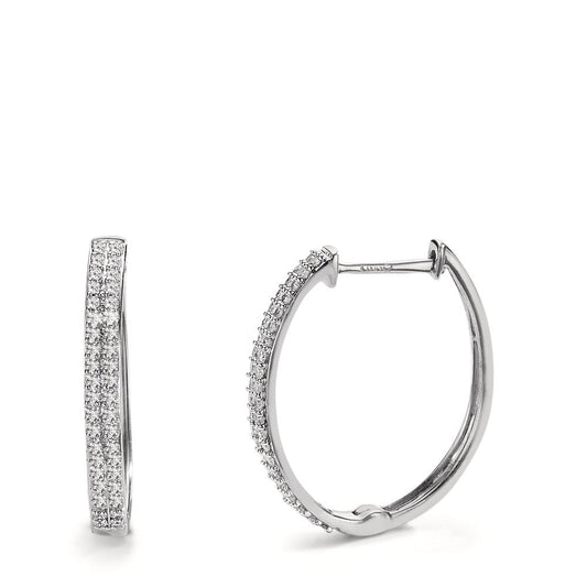 kolczyki koła zatrzaskowe złoto białe 750/18 K Diament 0.25 ct, 84 kamienie, w-si