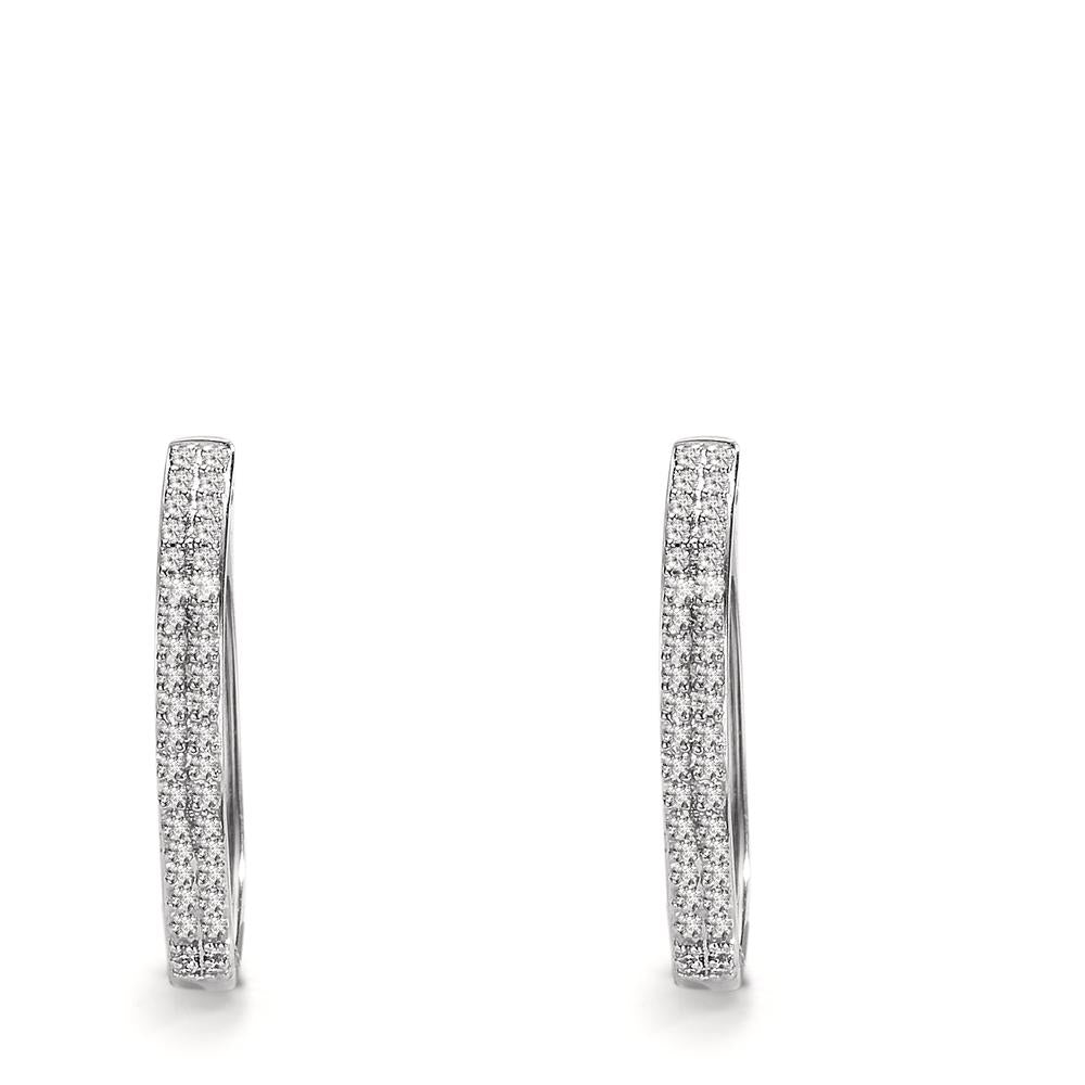 kolczyki koła zatrzaskowe złoto białe 750/18 K Diament 0.25 ct, 84 kamienie, w-si