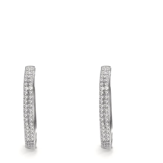 kolczyki koła zatrzaskowe złoto białe 750/18 K Diament 0.25 ct, 84 kamienie, w-si