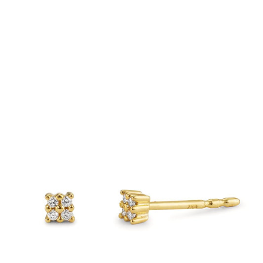 kolczyki wkrętki złoto żółte 750/18 K Diament 0.04 ct, 8 kamienie, p1 Ø2.7 mm