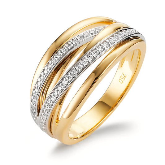 pierścionek złoto żółte 750/18 K, złoto białe 750/18 K Diament 0.16 ct, w-si