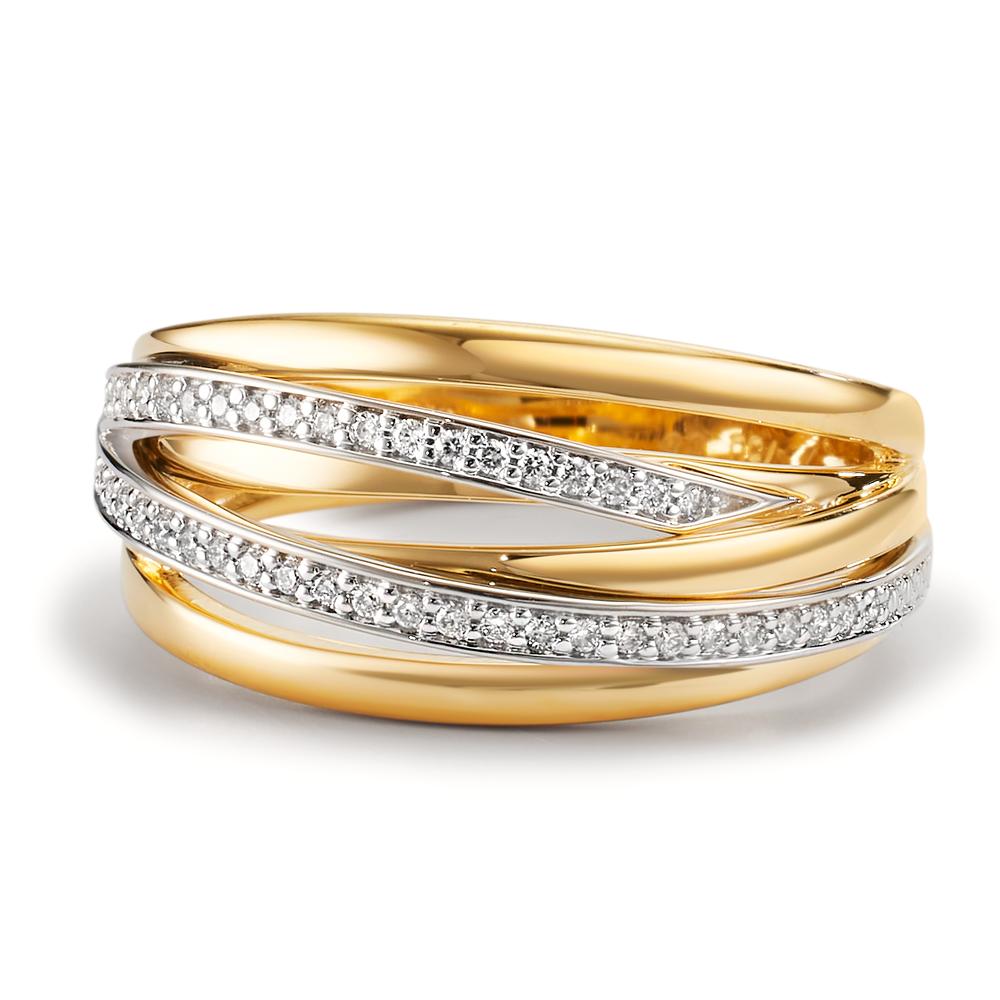 pierścionek złoto żółte 750/18 K, złoto białe 750/18 K Diament 0.16 ct, w-si