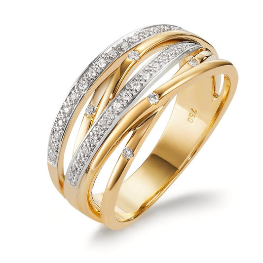 pierścionek złoto żółte 750/18 K, złoto białe 750/18 K Diament 0.16 ct, w-si