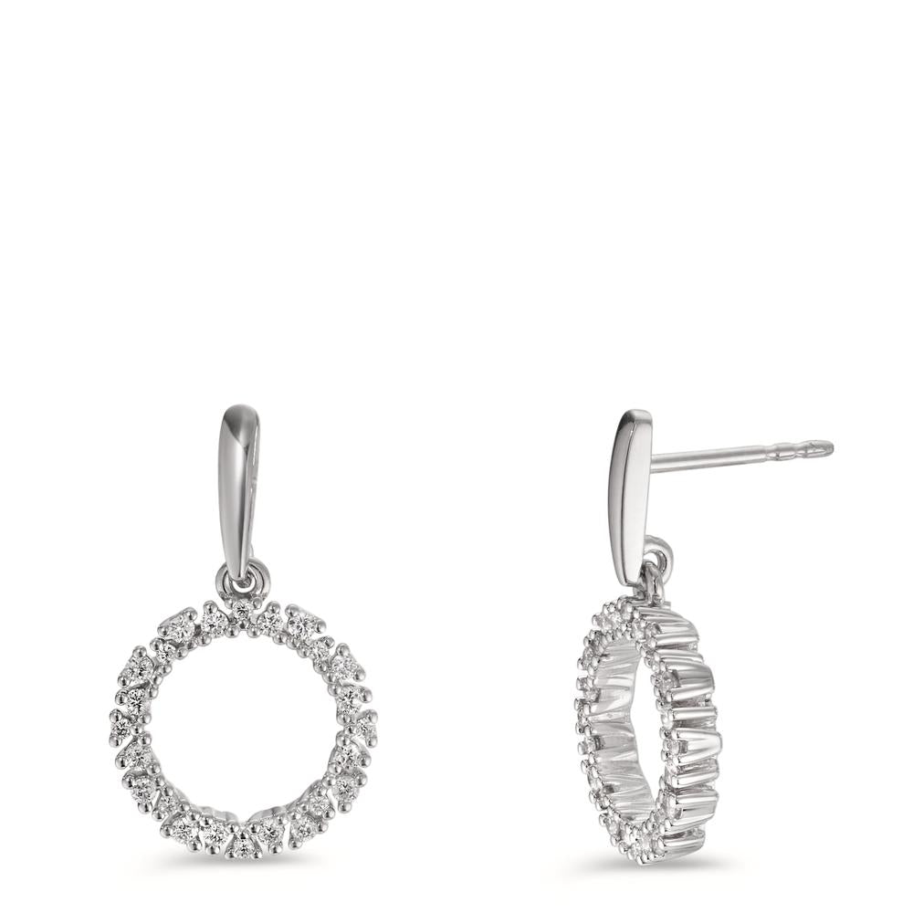 kolczyki wiszące złoto białe 750/18 K Diament 0.33 ct, w-si Ø12.5 mm