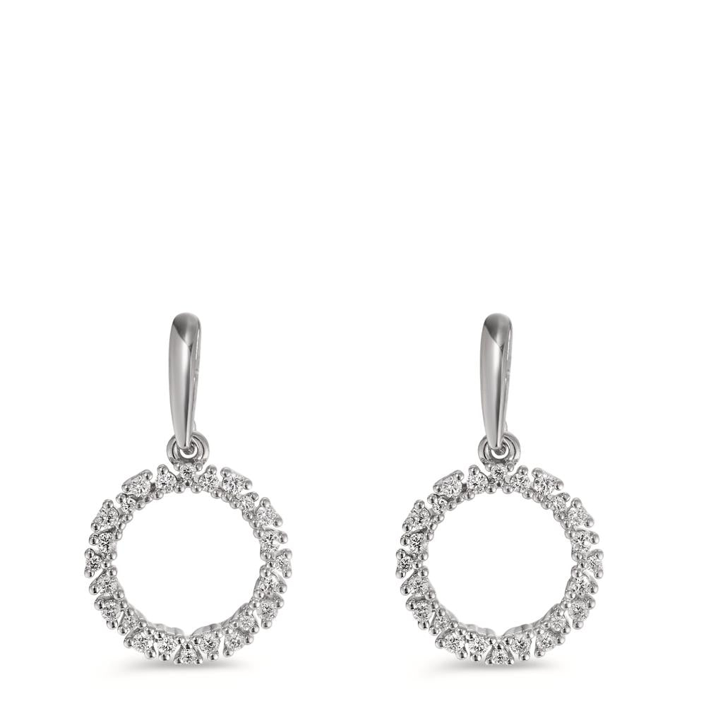 kolczyki wiszące złoto białe 750/18 K Diament 0.33 ct, w-si Ø12.5 mm