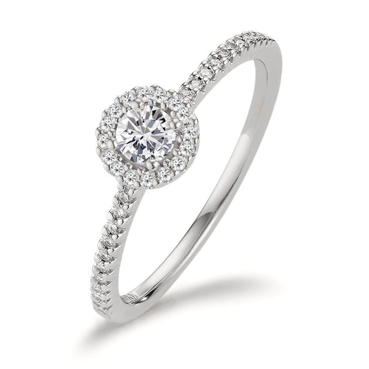 pierścionek złoto białe 750/18 K Diament 0.30 ct, w-si Ø6 mm