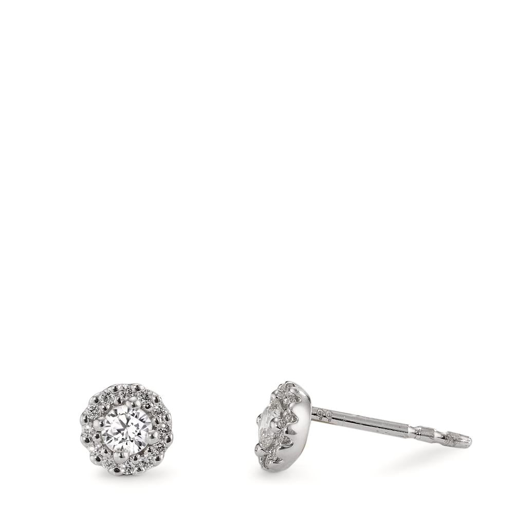 kolczyki wkrętki złoto białe 750/18 K Diament 0.24 ct, w-si Ø5 mm
