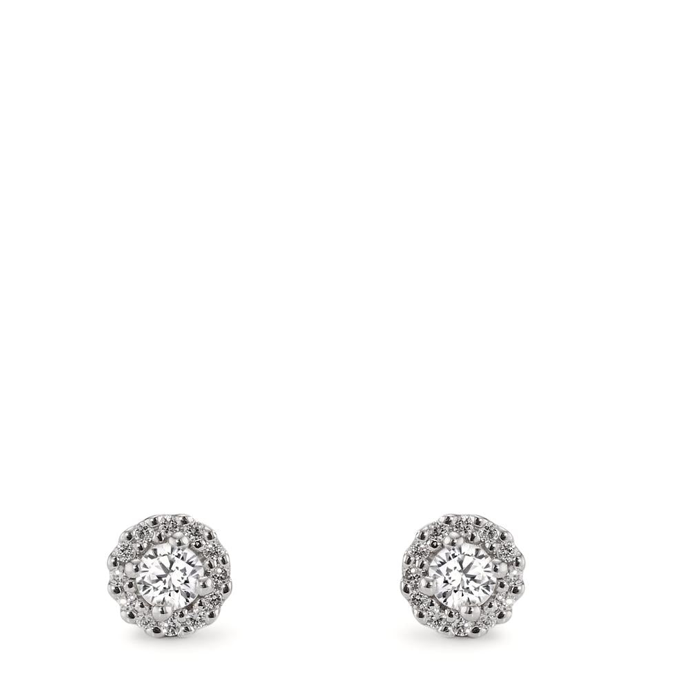 kolczyki wkrętki złoto białe 750/18 K Diament 0.24 ct, w-si Ø5 mm