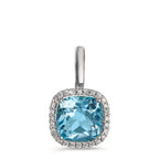 wisiorek złoto białe 750/18 K Diament 0.14 ct, w-si, Topaz niebieski, 0.69 ct Ø11.5 mm