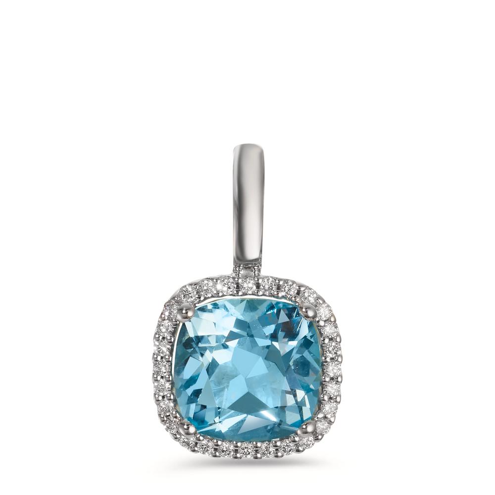 wisiorek złoto białe 750/18 K Diament 0.14 ct, w-si, Topaz niebieski, 0.69 ct Ø11.5 mm