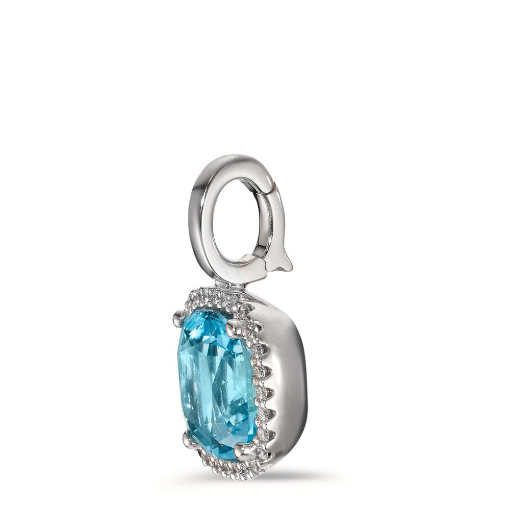 wisiorek złoto białe 750/18 K Diament 0.14 ct, w-si, Topaz niebieski, 0.69 ct Ø11.5 mm