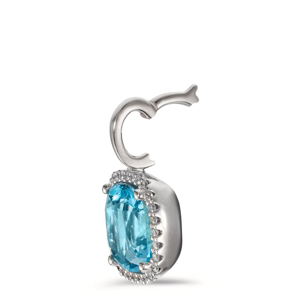 wisiorek złoto białe 750/18 K Diament 0.14 ct, w-si, Topaz niebieski, 0.69 ct Ø11.5 mm
