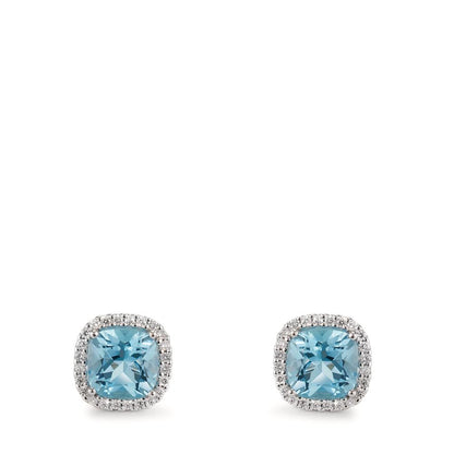 kolczyki wkrętki złoto białe 750/18 K Diament 0.18 ct, w-si, Topaz niebieski, 0.40 ct Ø8.5 mm