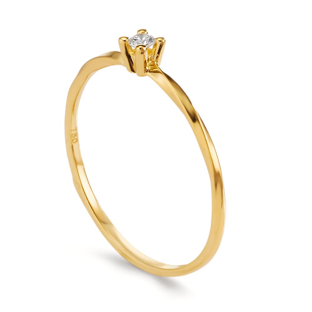 pierścionek zaręczynowy złoto żółte 750/18 K Diament 0.04 ct, w-si