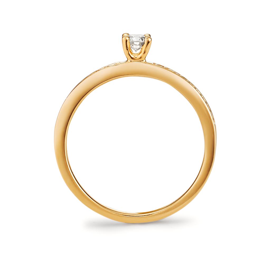 pierścionek zaręczynowy złoto żółte 750/18 K Diament biały, 0.20 ct, 19 kamienie, [Brillant], w-si Ø3 mm