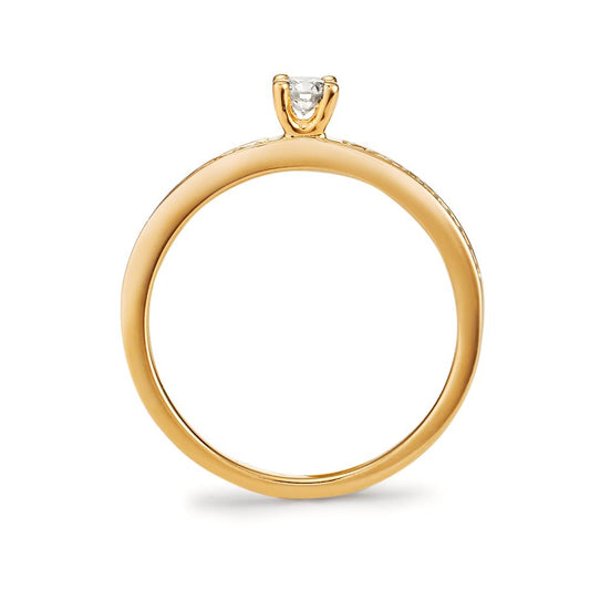 pierścionek zaręczynowy złoto żółte 750/18 K Diament biały, 0.20 ct, 19 kamienie, [Brillant], w-si Ø3 mm