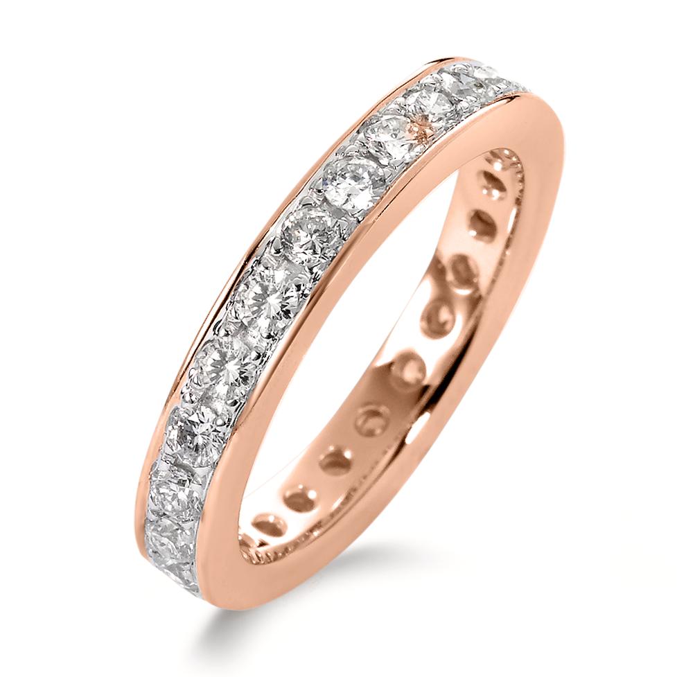 pierścionek pamięci złoto czerwone 750/18 K Diament biały, 1 ct, 25 kamienie, [Brillant], w-si