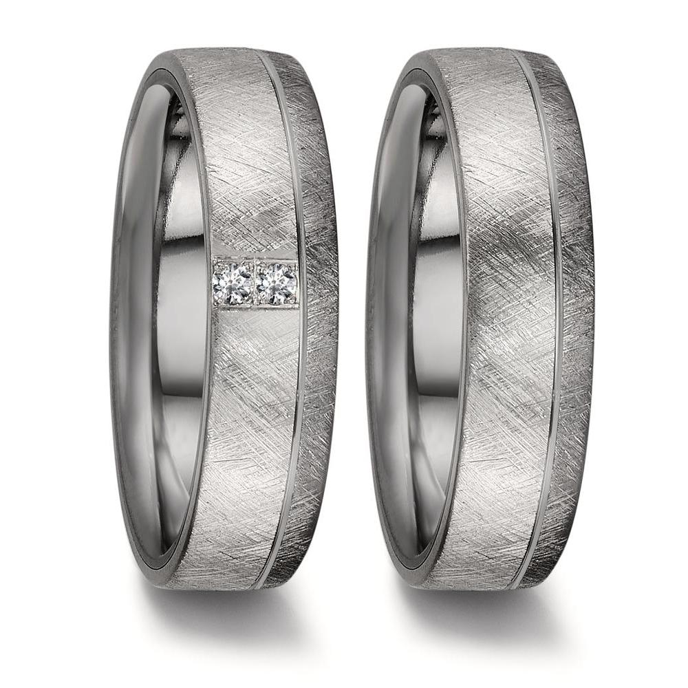 obrączka partnerska tantal 999, platyna 950 Diament 0.04 ct, 2 kamienie, w-si