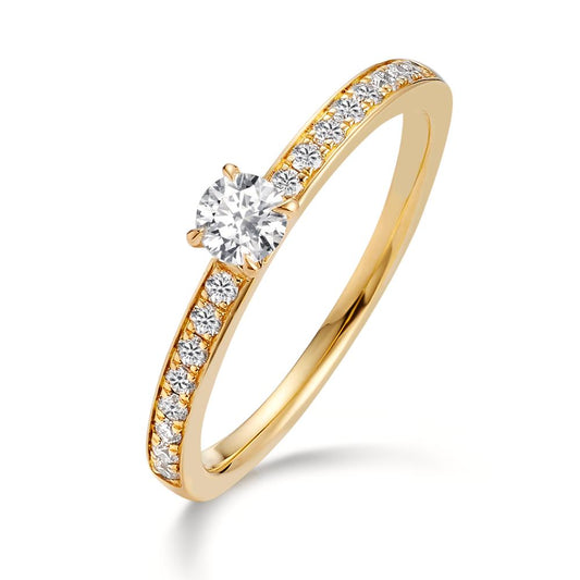 pierścionek zaręczynowy złoto żółte 750/18 K Diament 0.34 ct, 17 kamienie, w-si