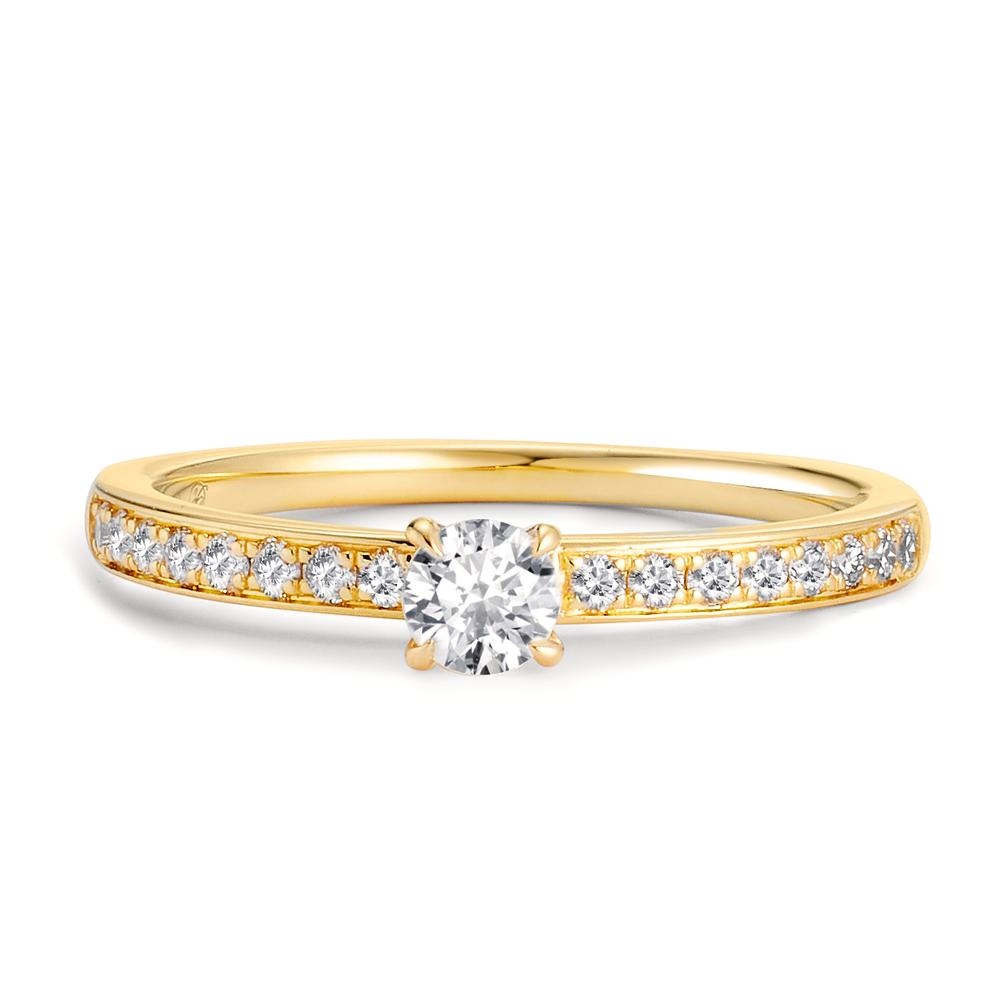 pierścionek zaręczynowy złoto żółte 750/18 K Diament 0.34 ct, 17 kamienie, w-si