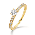 pierścionek zaręczynowy złoto żółte 750/18 K Diament biały, 0.30 ct, [Brillant], w-si, Diament biały, 0.20 ct, 18 kamienie, [Brillant], w-si
