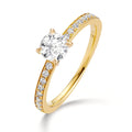 pierścionek zaręczynowy złoto żółte 750/18 K Diament 0.47 ct, [Brillant], w-si, Diament 0.18 ct, 18 kamienie, [Brillant], w-si