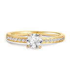 pierścionek zaręczynowy złoto żółte 750/18 K Diament 0.47 ct, [Brillant], w-si, Diament 0.18 ct, 18 kamienie, [Brillant], w-si
