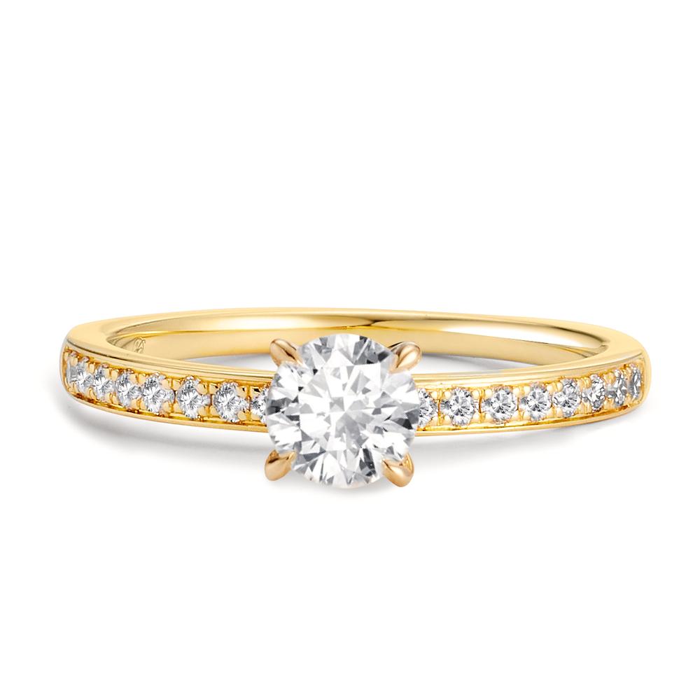 pierścionek zaręczynowy złoto żółte 750/18 K Diament 0.47 ct, [Brillant], w-si, Diament 0.18 ct, 18 kamienie, [Brillant], w-si