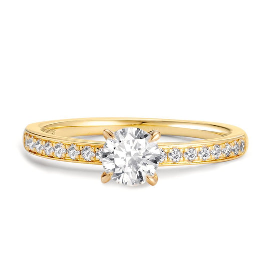 pierścionek zaręczynowy złoto żółte 750/18 K Diament 0.65 ct, 19 kamienie, w-si