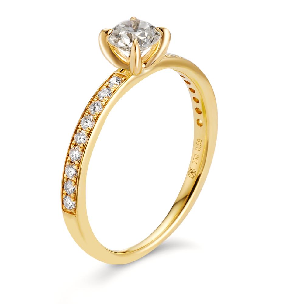 pierścionek zaręczynowy złoto żółte 750/18 K Diament 0.65 ct, 19 kamienie, w-si