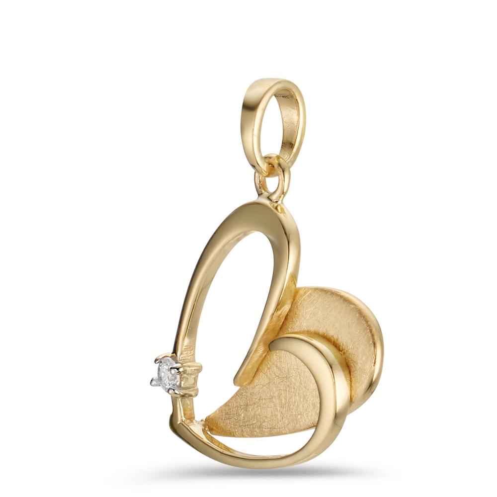 wisiorek złoto żółte 375/9 K Cyrkonia Serce Ø14 mm