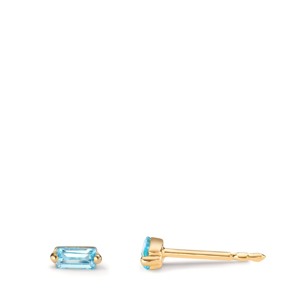 kolczyki wkrętki złoto żółte 585/14 K Topaz niebieski, 0.30 ct, 2 kamienie