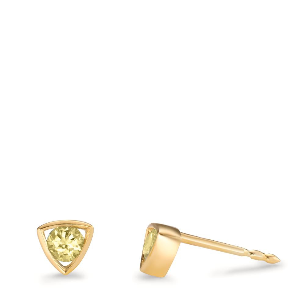 kolczyki wkrętki złoto żółte 585/14 K Perydot 0.24 ct, 2 kamienie Ø4.5 mm