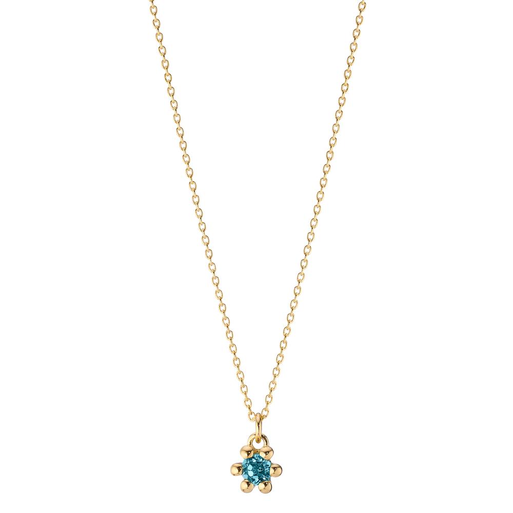 Naszyjnik złoto żółte 585/14 K Topaz London Blue 0.13 ct 39-42 cm