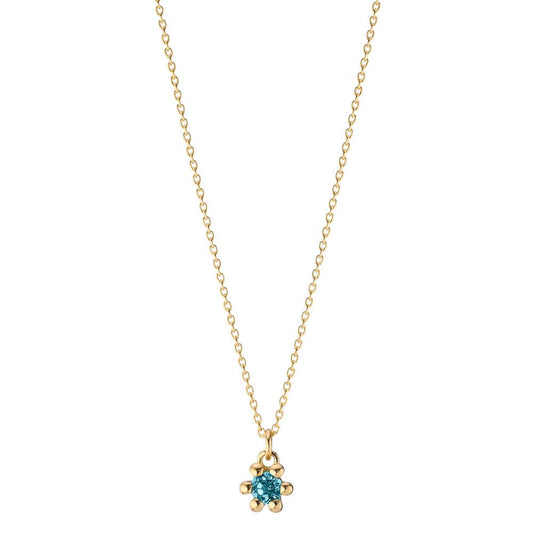 Naszyjnik złoto żółte 585/14 K Topaz London Blue 0.13 ct 39-42 cm