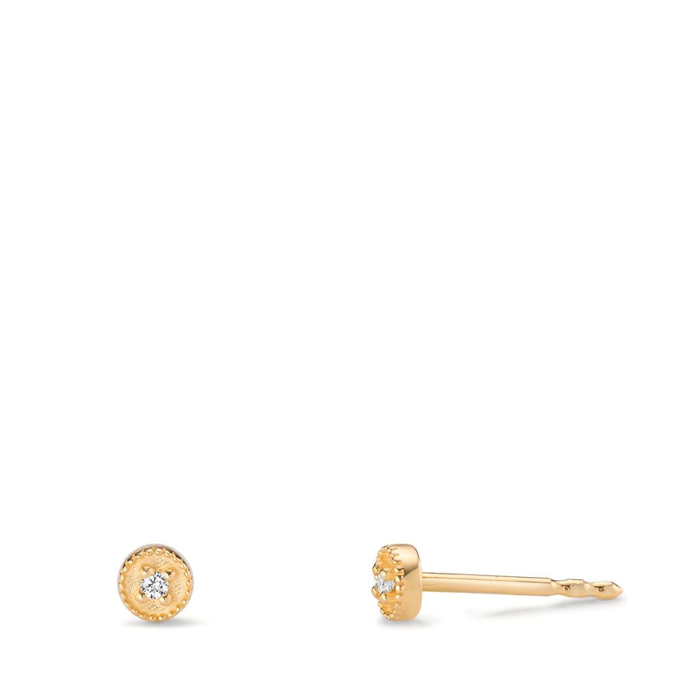 kolczyki wkrętki złoto żółte 585/14 K Diament 0.016 ct, 2 kamienie, w-si Ø3.5 mm