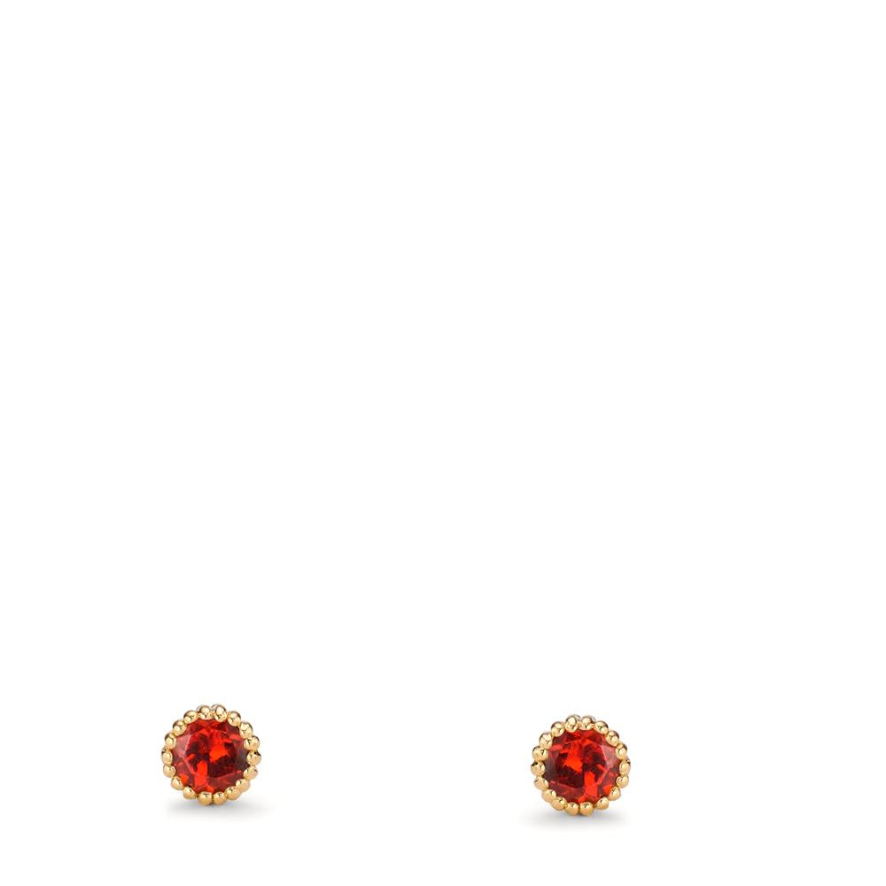kolczyki wkrętki złoto żółte 585/14 K Granat 0.16 ct, 2 kamienie Ø3 mm