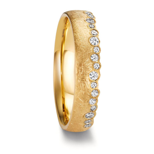 obrączka partnerska złoto żółte 750/18 K Diament 0.16 ct, 19 kamienie, w-si