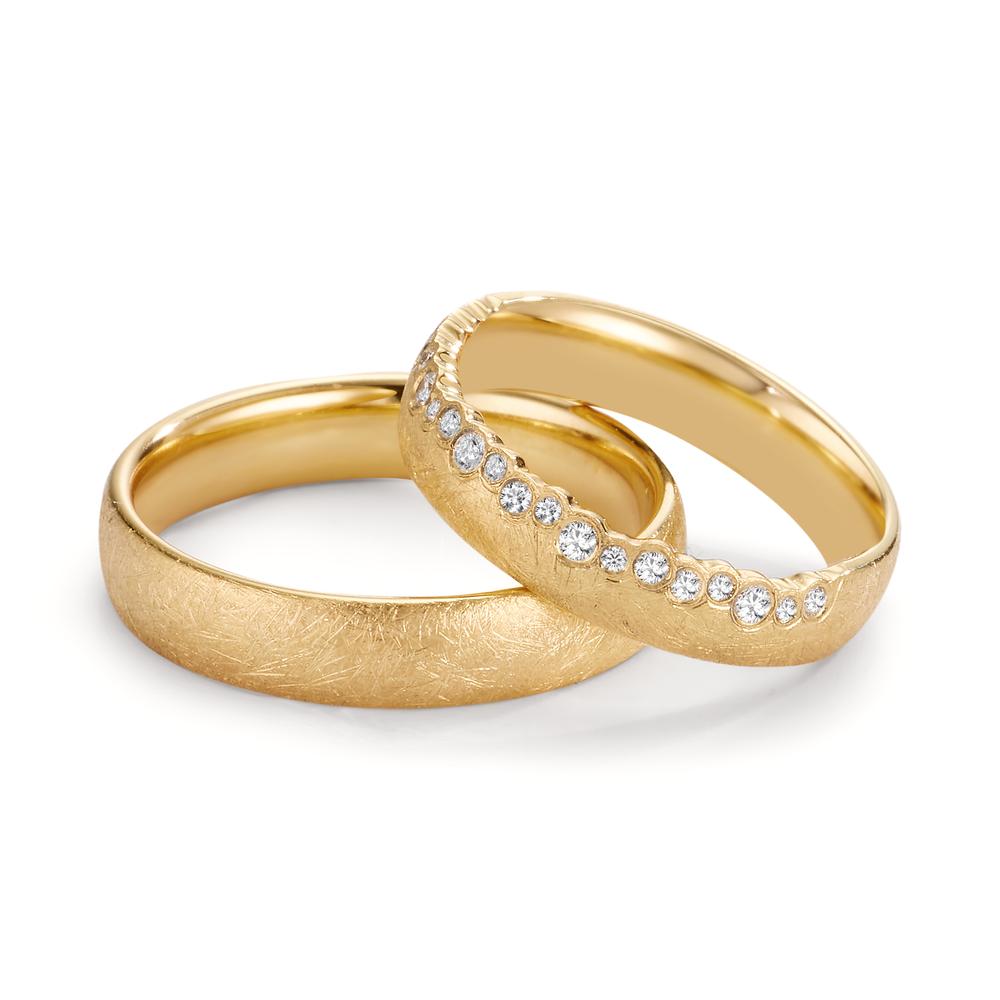 obrączka partnerska złoto żółte 750/18 K Diament 0.16 ct, 19 kamienie, w-si