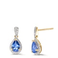 kolczyki wiszące złoto żółte 750/18 K Tanzanit 1.16 ct, 2 kamienie, Diament 0.21 ct, w-si
