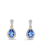 kolczyki wiszące złoto żółte 750/18 K Tanzanit 1.16 ct, 2 kamienie, Diament 0.21 ct, w-si
