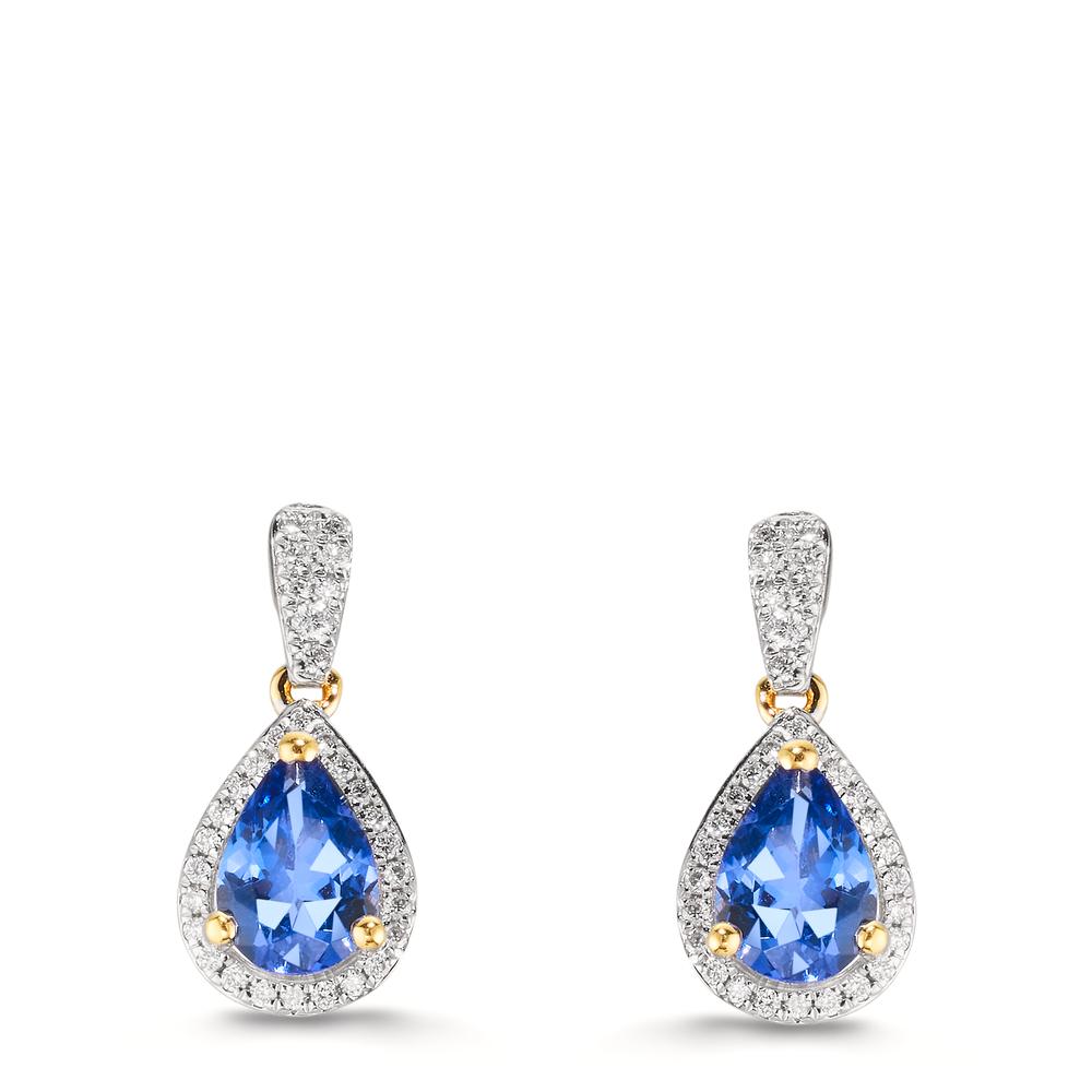 kolczyki wiszące złoto żółte 750/18 K Tanzanit 1.16 ct, 2 kamienie, Diament 0.21 ct, w-si