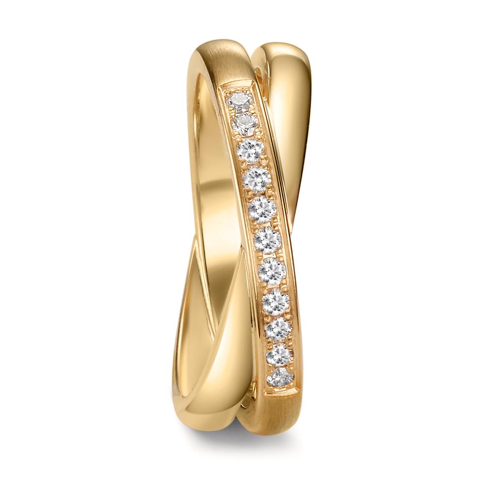 obrączka partnerska złoto żółte 750/18 K Diament 0.165 ct, 11 kamienie, w-si