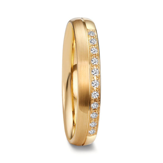 obrączka partnerska złoto żółte 750/18 K Diament 0.055 ct, 11 kamienie, tw-vsi