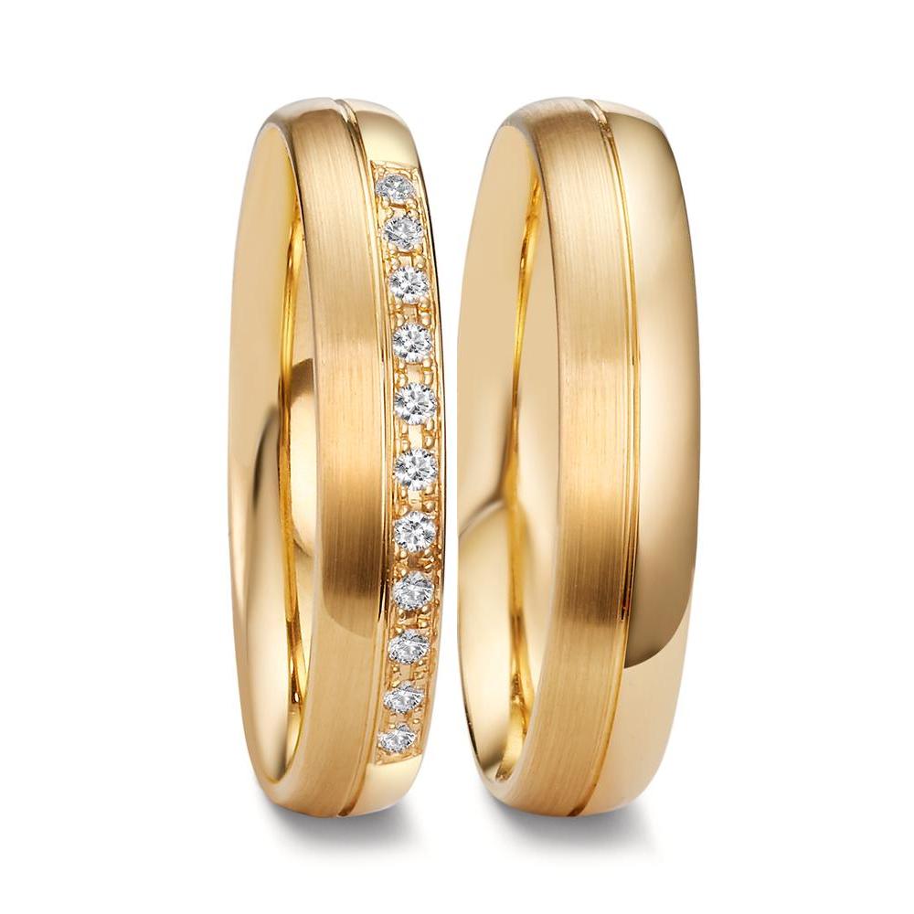 obrączka partnerska złoto żółte 750/18 K Diament 0.055 ct, 11 kamienie, tw-vsi