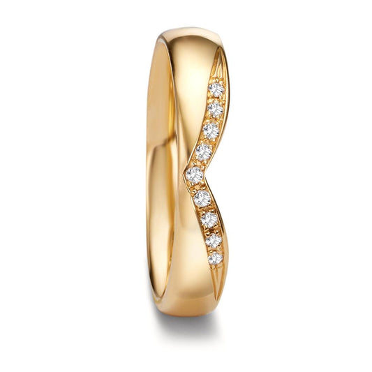 obrączka partnerska złoto żółte 750/18 K Diament 0.045 ct, 9 kamienie, tw-vsi
