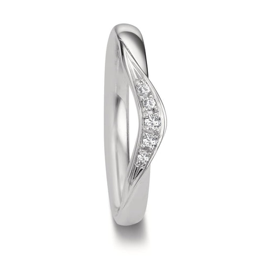 obrączka partnerska złoto białe 750/18 K Diament 0.045 ct, 5 kamienie, tw-vsi
